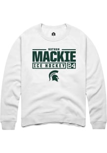 Nathan Mackie Rally Mens White Michigan State Spartans NIL Stacked Box Crew Sweatshirt