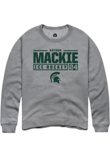 Nathan Mackie Rally Mens Graphite Michigan State Spartans NIL Stacked Box Crew Sweatshirt