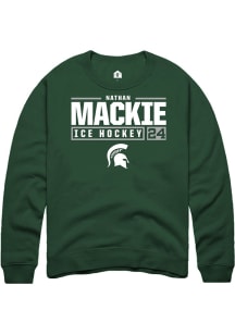 Nathan Mackie Rally Mens Green Michigan State Spartans NIL Stacked Box Crew Sweatshirt