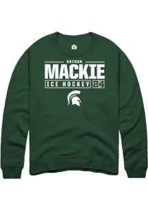 Nathan Mackie Rally Mens Green Michigan State Spartans NIL Stacked Box Crew Sweatshirt