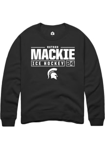 Nathan Mackie Rally Mens Black Michigan State Spartans NIL Stacked Box Crew Sweatshirt