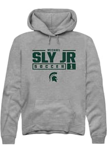 Michael Sly Jr  Rally Michigan State Spartans Mens Graphite NIL Stacked Box Long Sleeve Hoodie