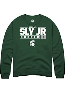 Michael Sly Jr  Rally Michigan State Spartans Mens Green NIL Stacked Box Long Sleeve Crew Sweatshi..