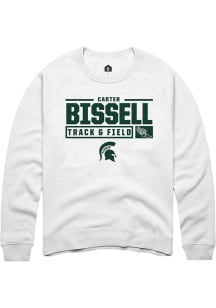 Carter Bissell Rally Mens White Michigan State Spartans NIL Stacked Box Crew Sweatshirt