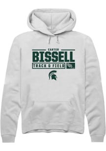 Carter Bissell Rally Mens White Michigan State Spartans NIL Stacked Box Hooded Sweatshirt