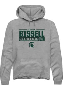 Carter Bissell Rally Mens Graphite Michigan State Spartans NIL Stacked Box Hooded Sweatshirt