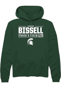 Carter Bissell Rally Mens Green Michigan State Spartans NIL Stacked Box Hooded Sweatshirt