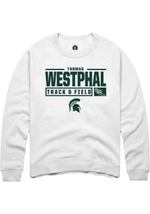 Thomas Westphal Rally Mens White Michigan State Spartans NIL Stacked Box Crew Sweatshirt
