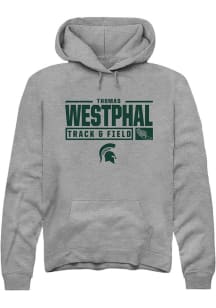 Thomas Westphal Rally Mens Graphite Michigan State Spartans NIL Stacked Box Hooded Sweatshirt