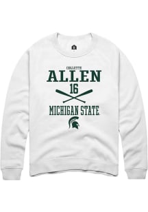 Collette Allen Rally Mens White Michigan State Spartans NIL Sport Icon Crew Sweatshirt