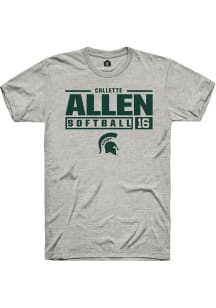 Collette Allen Ash Michigan State Spartans NIL Stacked Box Short Sleeve T Shirt