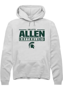 Collette Allen Rally Mens White Michigan State Spartans NIL Stacked Box Hooded Sweatshirt