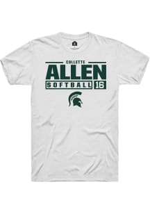 Collette Allen White Michigan State Spartans NIL Stacked Box Short Sleeve T Shirt
