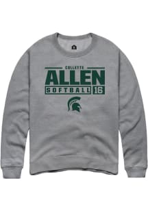 Collette Allen Rally Mens Graphite Michigan State Spartans NIL Stacked Box Crew Sweatshirt