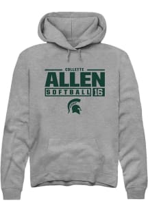 Collette Allen Rally Mens Graphite Michigan State Spartans NIL Stacked Box Hooded Sweatshirt