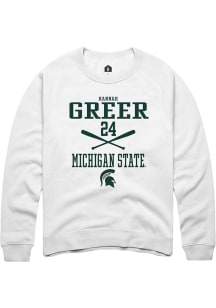 Hannah Greer Rally Mens White Michigan State Spartans NIL Sport Icon Crew Sweatshirt