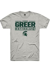 Hannah Greer Ash Michigan State Spartans NIL Stacked Box Short Sleeve T Shirt