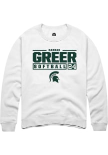 Hannah Greer Rally Mens White Michigan State Spartans NIL Stacked Box Crew Sweatshirt