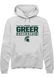 Hannah Greer Rally Mens White Michigan State Spartans NIL Stacked Box Hooded Sweatshirt