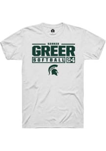 Hannah Greer White Michigan State Spartans NIL Stacked Box Short Sleeve T Shirt