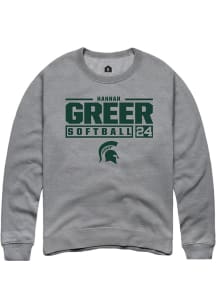 Hannah Greer Rally Mens Graphite Michigan State Spartans NIL Stacked Box Crew Sweatshirt