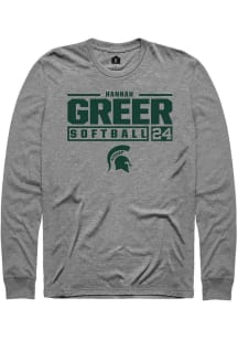 Hannah Greer Rally Mens Graphite Michigan State Spartans NIL Stacked Box Tee