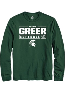 Hannah Greer Rally Mens Green Michigan State Spartans NIL Stacked Box Tee