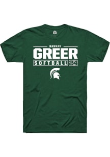 Hannah Greer Green Michigan State Spartans NIL Stacked Box Short Sleeve T Shirt
