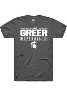 Hannah Greer Dark Grey Michigan State Spartans NIL Stacked Box Short Sleeve T Shirt