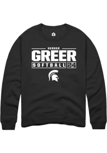 Hannah Greer Rally Mens Black Michigan State Spartans NIL Stacked Box Crew Sweatshirt