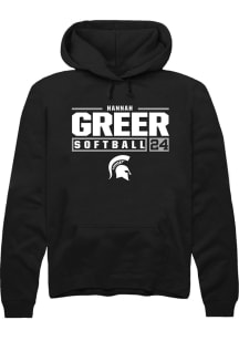 Hannah Greer Rally Mens Black Michigan State Spartans NIL Stacked Box Hooded Sweatshirt