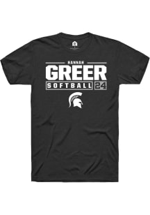 Hannah Greer Black Michigan State Spartans NIL Stacked Box Short Sleeve T Shirt