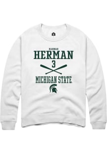 Hannah Herman Rally Mens White Michigan State Spartans NIL Sport Icon Crew Sweatshirt