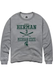 Hannah Herman Rally Mens Graphite Michigan State Spartans NIL Sport Icon Crew Sweatshirt