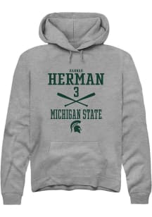 Hannah Herman Rally Mens Graphite Michigan State Spartans NIL Sport Icon Hooded Sweatshirt