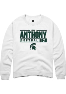 Mik Anthony Rally Mens White Michigan State Spartans NIL Stacked Box Crew Sweatshirt