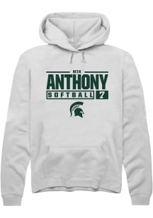 Mik Anthony Rally Mens White Michigan State Spartans NIL Stacked Box Hooded Sweatshirt