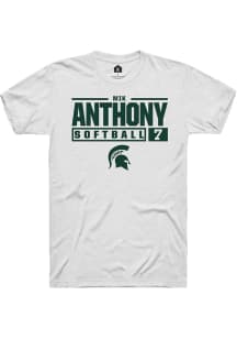 Mik Anthony White Michigan State Spartans NIL Stacked Box Short Sleeve T Shirt