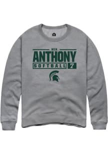 Mik Anthony Rally Mens Graphite Michigan State Spartans NIL Stacked Box Crew Sweatshirt