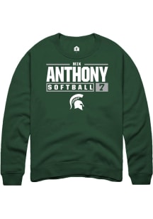 Mik Anthony Rally Mens Green Michigan State Spartans NIL Stacked Box Crew Sweatshirt