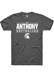 Mik Anthony Dark Grey Michigan State Spartans NIL Stacked Box Short Sleeve T Shirt