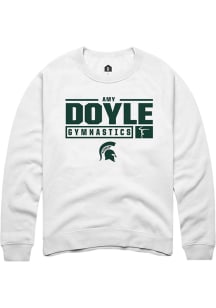Amy Doyle Rally Mens White Michigan State Spartans NIL Stacked Box Crew Sweatshirt