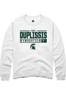 Cady Duplissis Rally Mens White Michigan State Spartans NIL Stacked Box Crew Sweatshirt