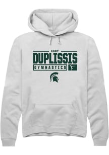 Cady Duplissis Rally Mens White Michigan State Spartans NIL Stacked Box Hooded Sweatshirt