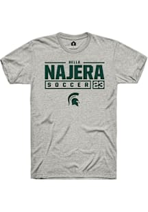 Bella Najera  Michigan State Spartans Ash Rally NIL Stacked Box Short Sleeve T Shirt