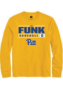 CJ Funk  Pitt Panthers Gold Rally NIL Stacked Box Long Sleeve T Shirt