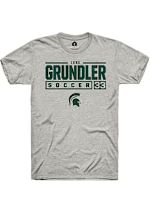 Lexi Grundler  Michigan State Spartans Ash Rally NIL Stacked Box Short Sleeve T Shirt