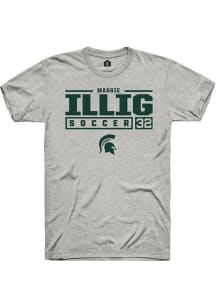 Maggie Illig Ash Michigan State Spartans NIL Stacked Box Short Sleeve T Shirt