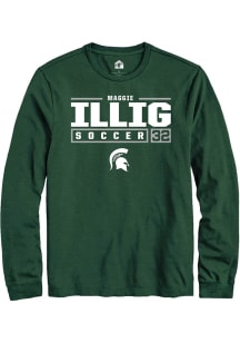 Maggie Illig Rally Mens Green Michigan State Spartans NIL Stacked Box Tee