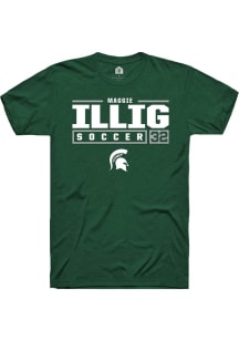 Maggie Illig Green Michigan State Spartans NIL Stacked Box Short Sleeve T Shirt
